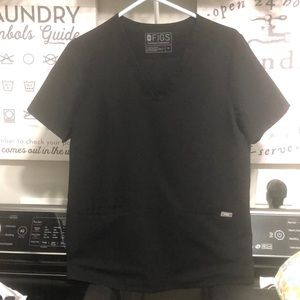 Fig black technical scrub v neck shirt